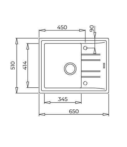 Мойка врезного монтажа из Тегранита Плюс с 1-ой чашей STONE 45 S-TG 1B 1D CARBON