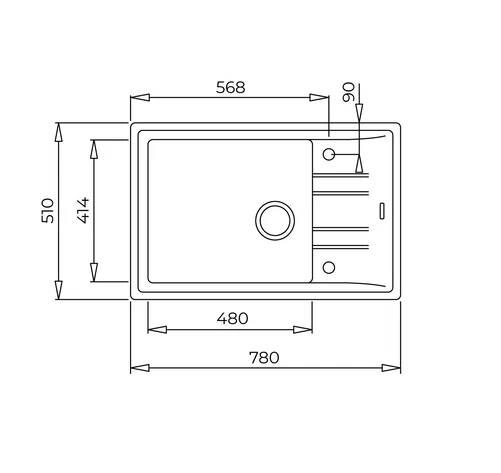 Мойка врезного монтажа из Тегранита Плюс с 1-ой чашей STONE 60 S-TG 1B 1D DARKGREY