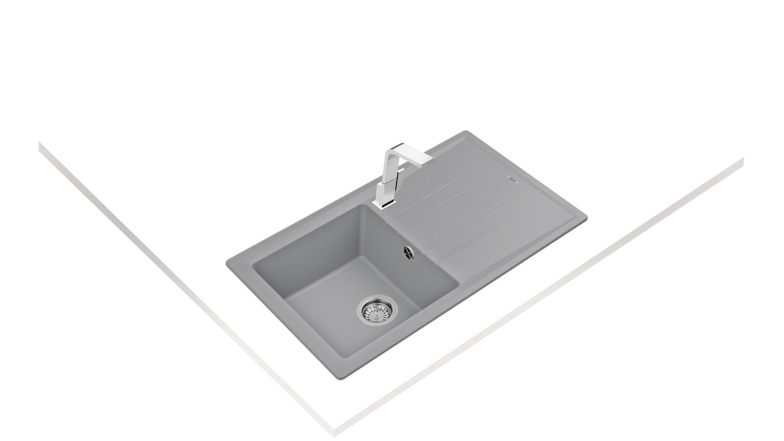 Мойка врезного монтажа из Тегранита Плюс с 1-ой чашей STONE 50 B-TG 1B 1D METALLIC GREY