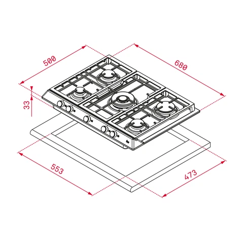 Газовая варочная панель 70 см EX/70.1 5G AI AL DR CI SS