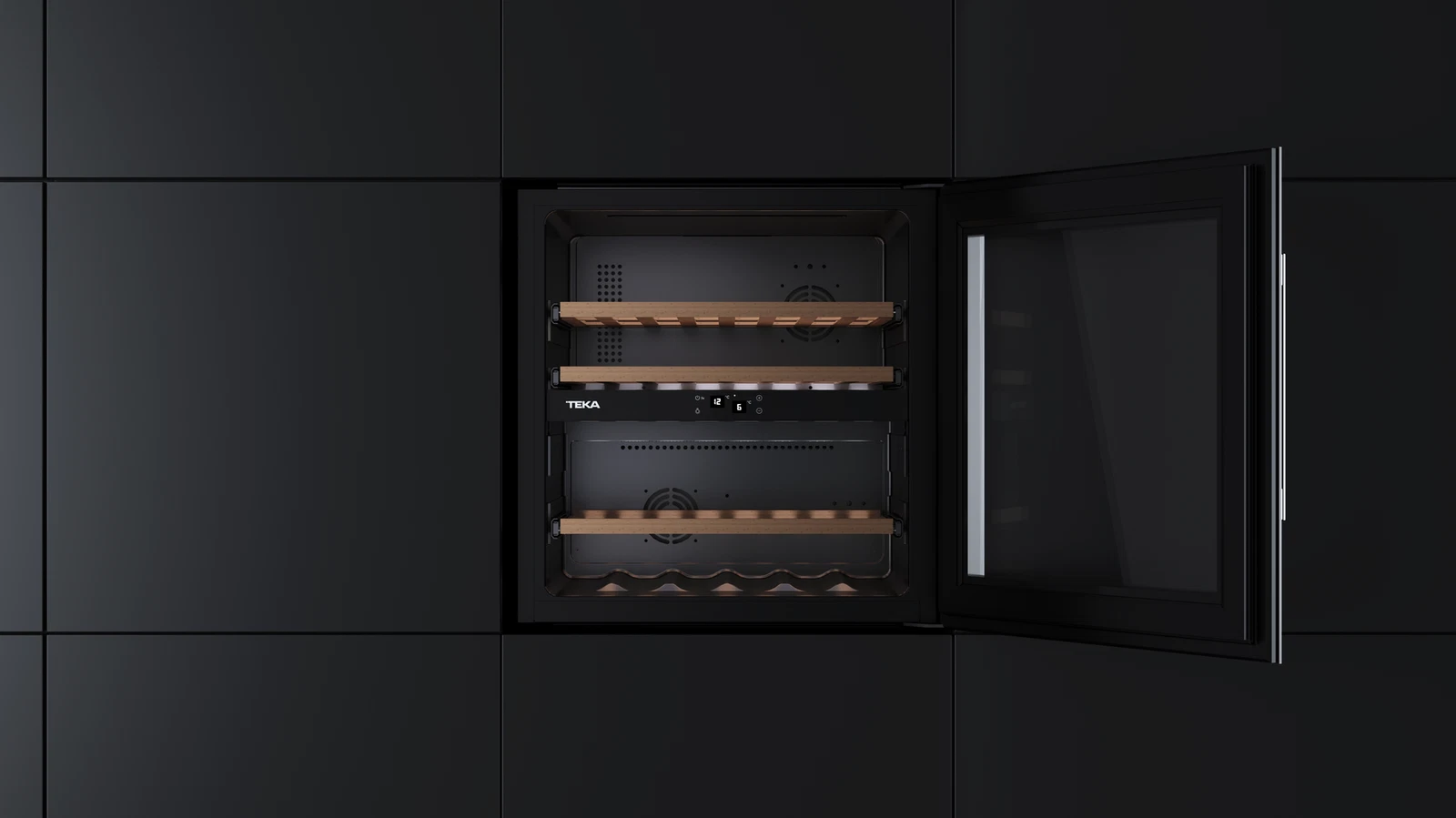 Встраиваемый в колонну винный кулер RVI 20041 BLACK GLASS