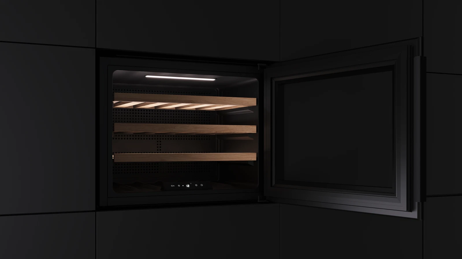 Встраиваемый в колонну винный кулер RVI 10024 BLACK GLASS