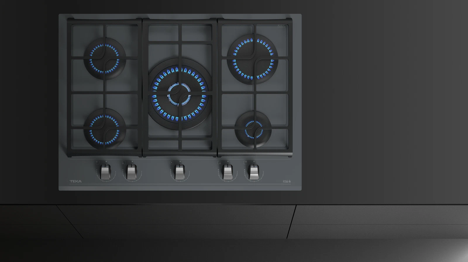 Варочная панель газ на стекле 70 см / Коллекция Urban GZC 75330 XBN STONE GREY