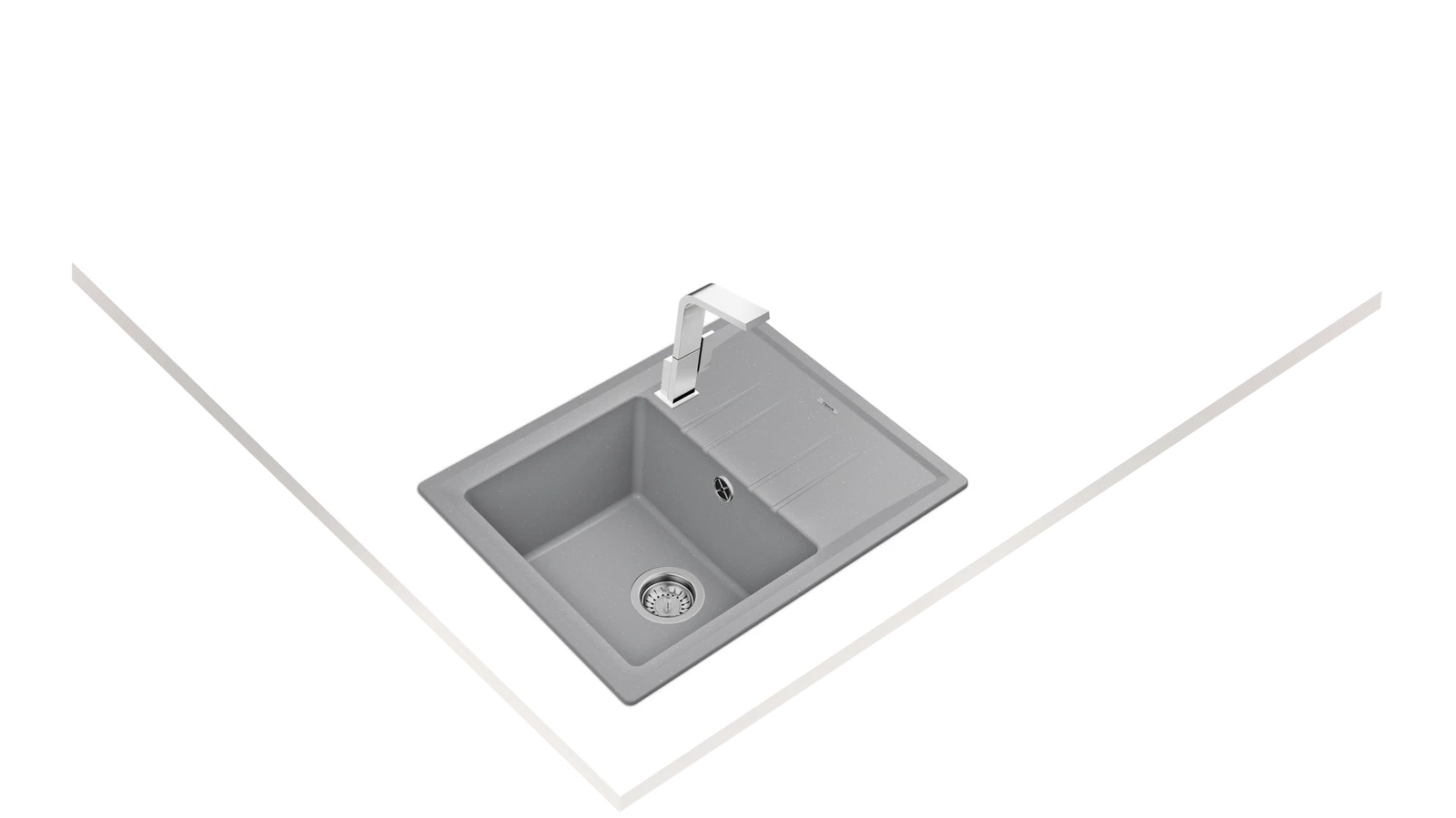 Мойка врезного монтажа из Тегранита Плюс с 1-ой чашей STONE 45 S-TG 1B 1D METALLIC GREY