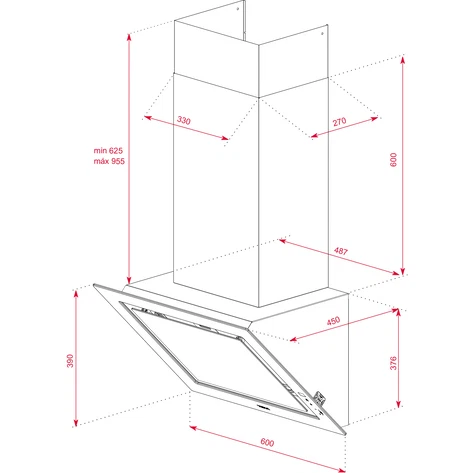 Пристенная вертикальная вытяжка шириной 60 см / Коллекция Urban DLV 68660 TOS WHITE MARBLE