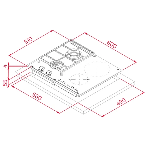 Варочная панель HYBRID Индукция DirectSense и Газ ExactFlame 60 см HYBRID JZC 64322 ABN Black