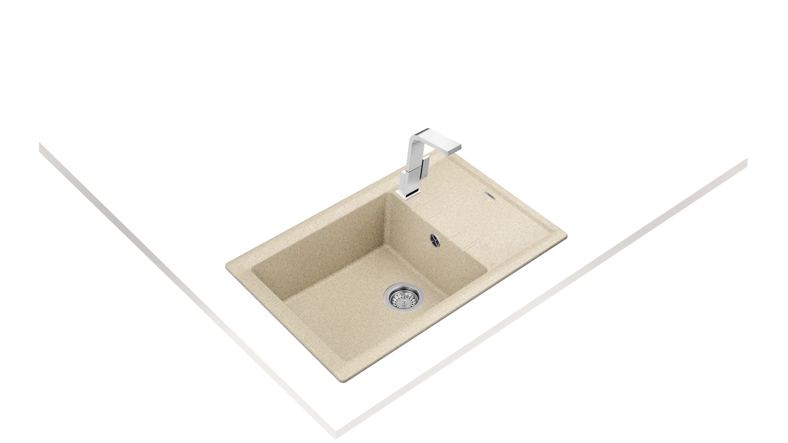 Мойка врезного монтажа из Тегранита Плюс с 1-ой чашей STONE 60 S-TG 1B 1D SANDBEIGE