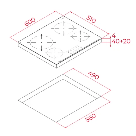 Стеклокерамическая варочная панель High Light 60 см TBC 64010 TTC BLACK